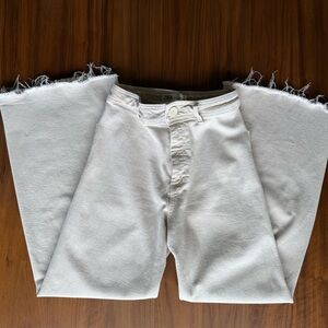 Zara White Frayed Hem Pants